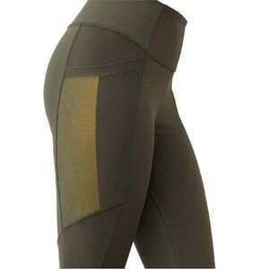 REI Olive High Waisted Performance Co-op Screeline Hike Tights Mesh Side Panels